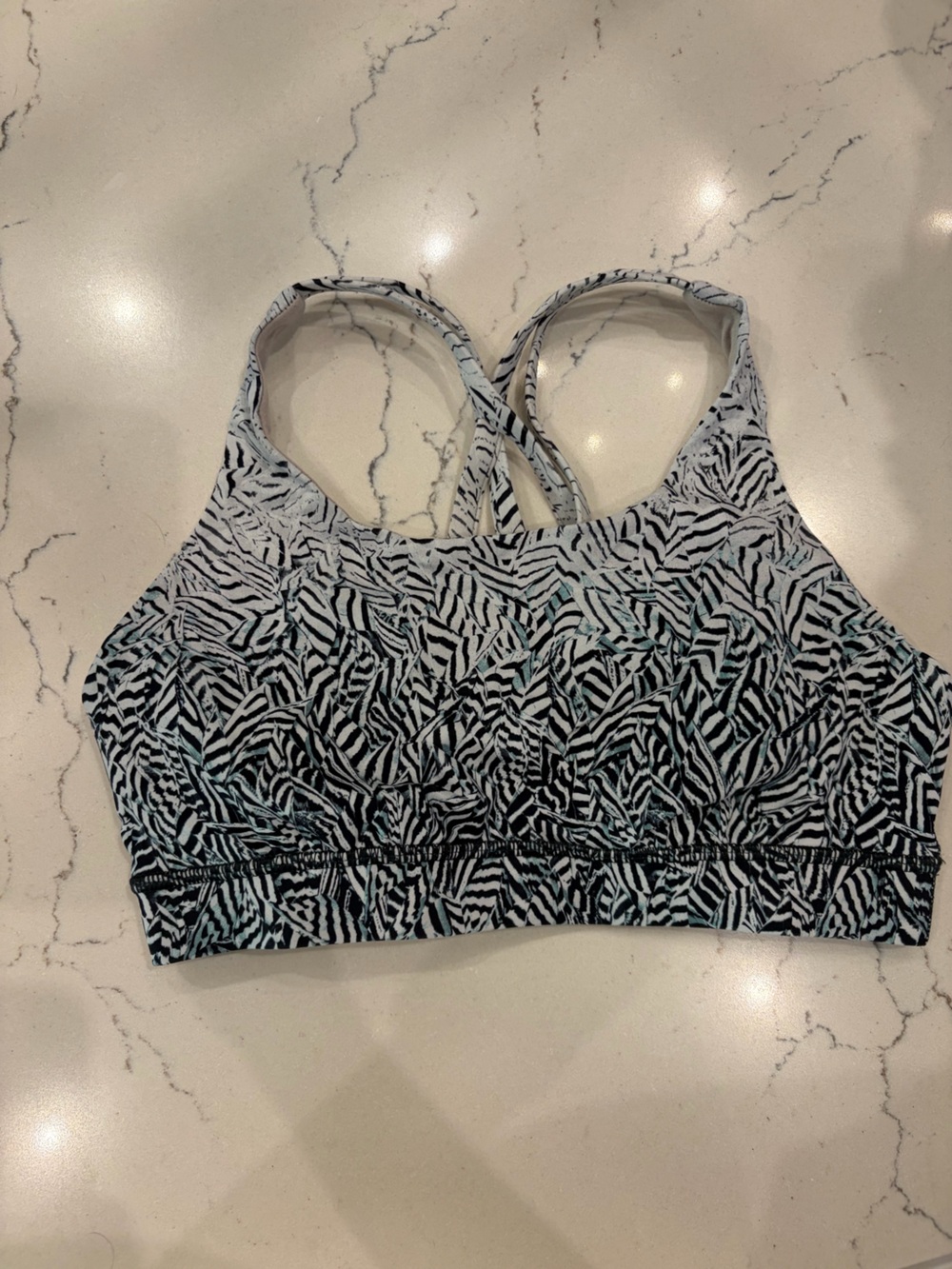 Black & White Zebra Print Sports Bra - Women Intimates